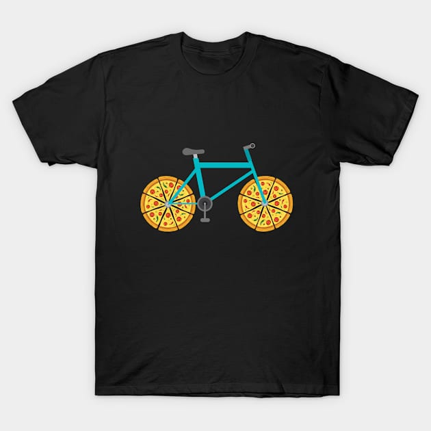 Cyclist  - Bicycle With Pizza Wheels T-Shirt by Kudostees